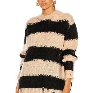 Acne Striped Oversized Knit Sweater - Beige & Black